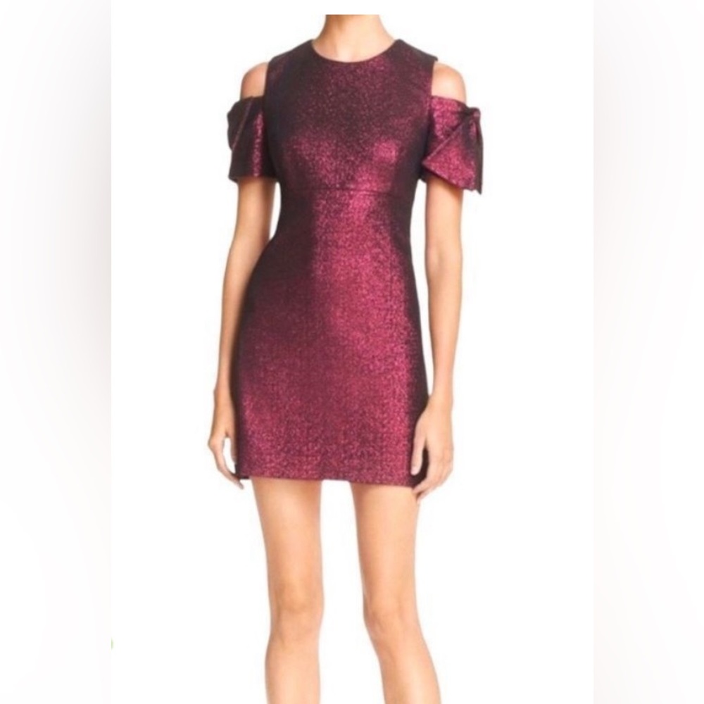 MILLY Mod Cold Shoulder Metallic Dress